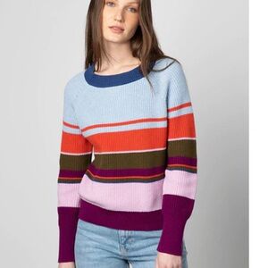 Kinross Stripe Rib Crop Pullover Size S